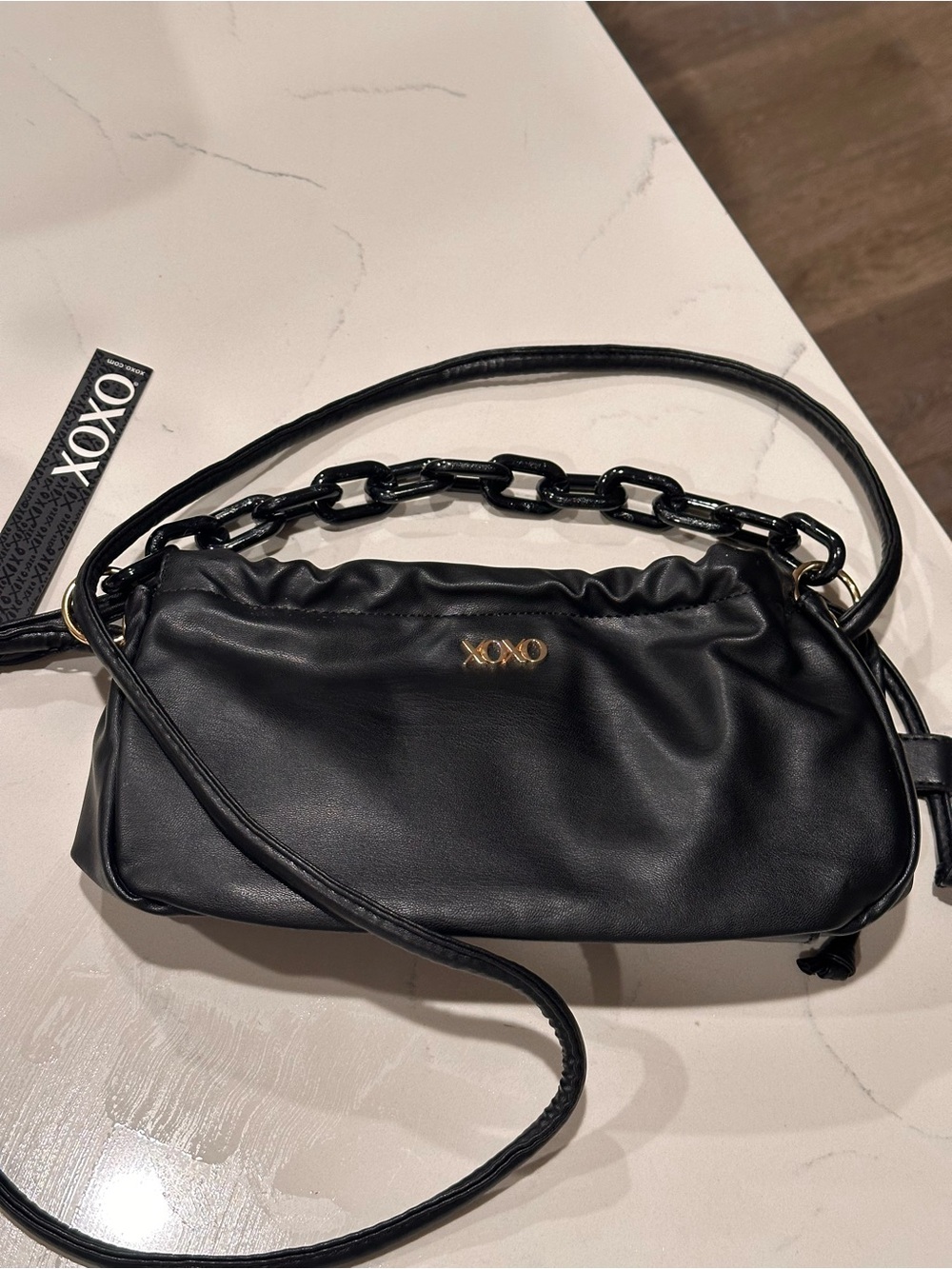 XOXO Black Chain-Handle Shoulder Bag